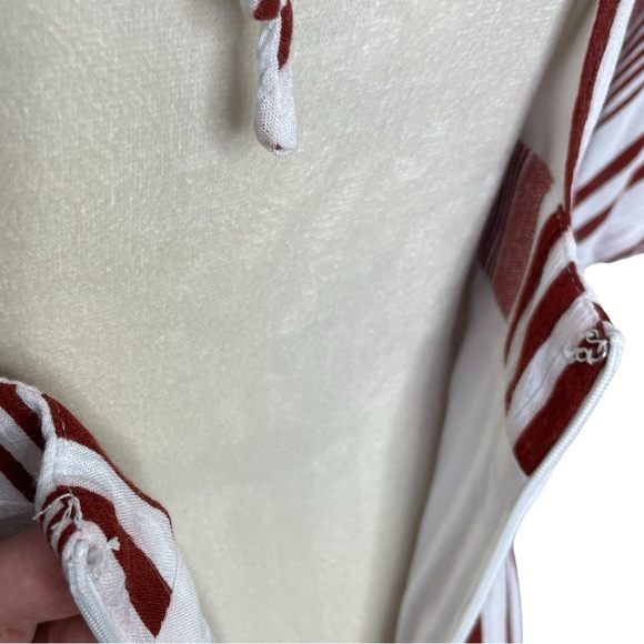 Lulu's Women's Dark Red White Stripped Low Wide Leg Romper Jumpsuit - Picture 5 of 11